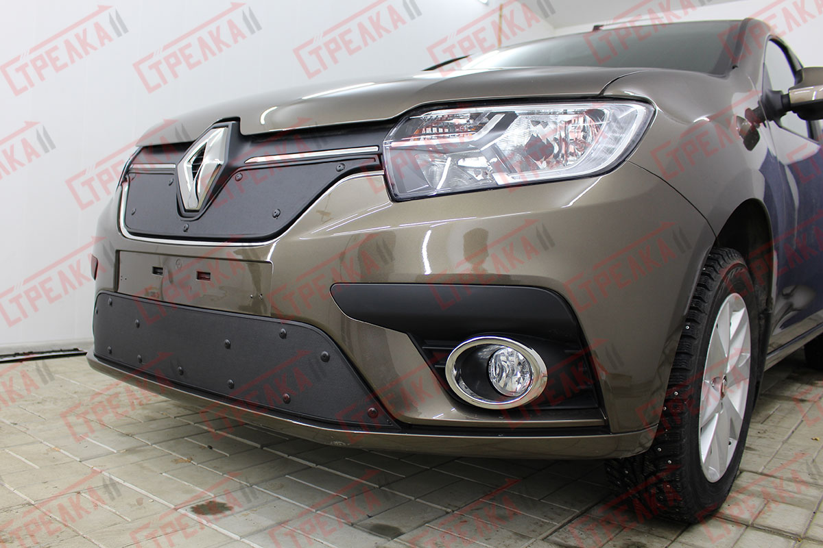 Защита радиатора RENAULT LOGAN II рестайлинг 2018, 2019, 2020, 2021, 2022,  2023, 2024г.в.